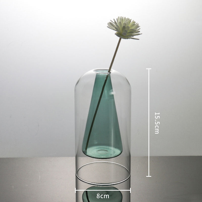 Double Hydroponic Glass Flower Pots