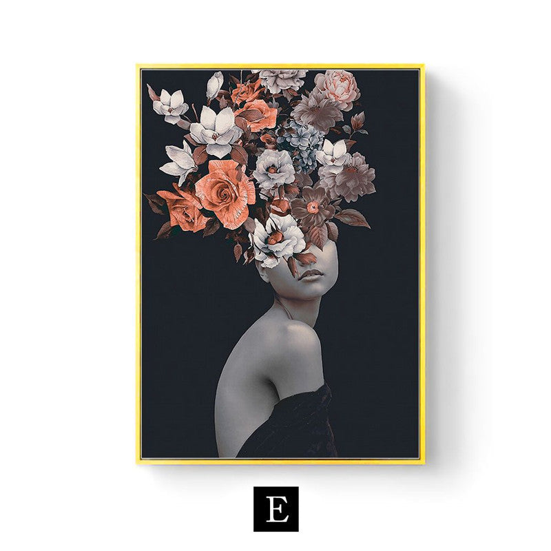Modern Living Room Home Decor Painting Abstract Floral Character Art Canvas