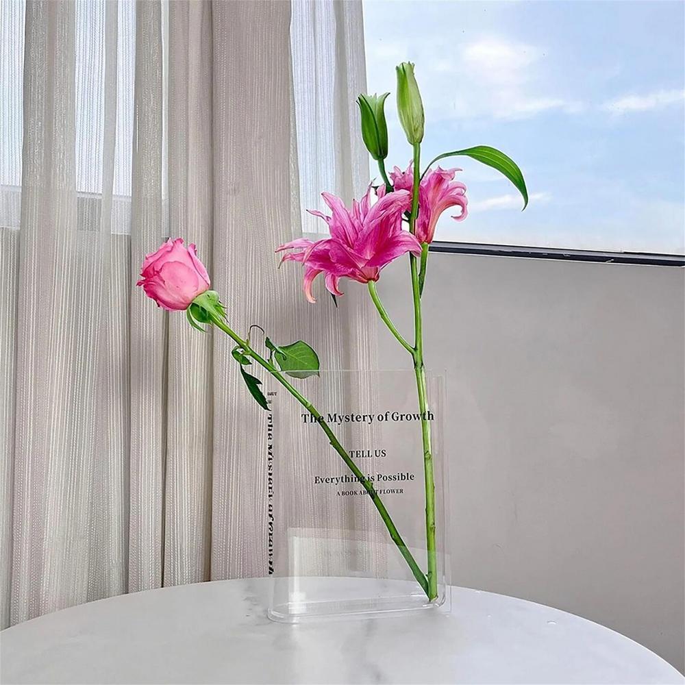 Clear Glass Book Shaped Flower Vase