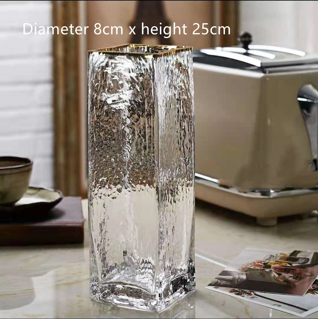 Transparent Gold-painted Glass Vases Flower Home Decor