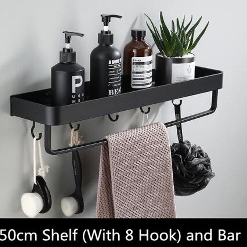 Black Wall-Mounted Bathroom Shelf