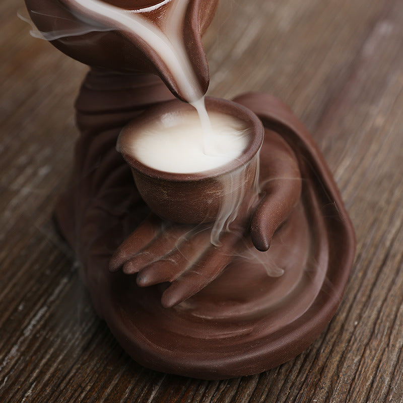 Ceramic Buddha Hand Waterfall Incense Burner