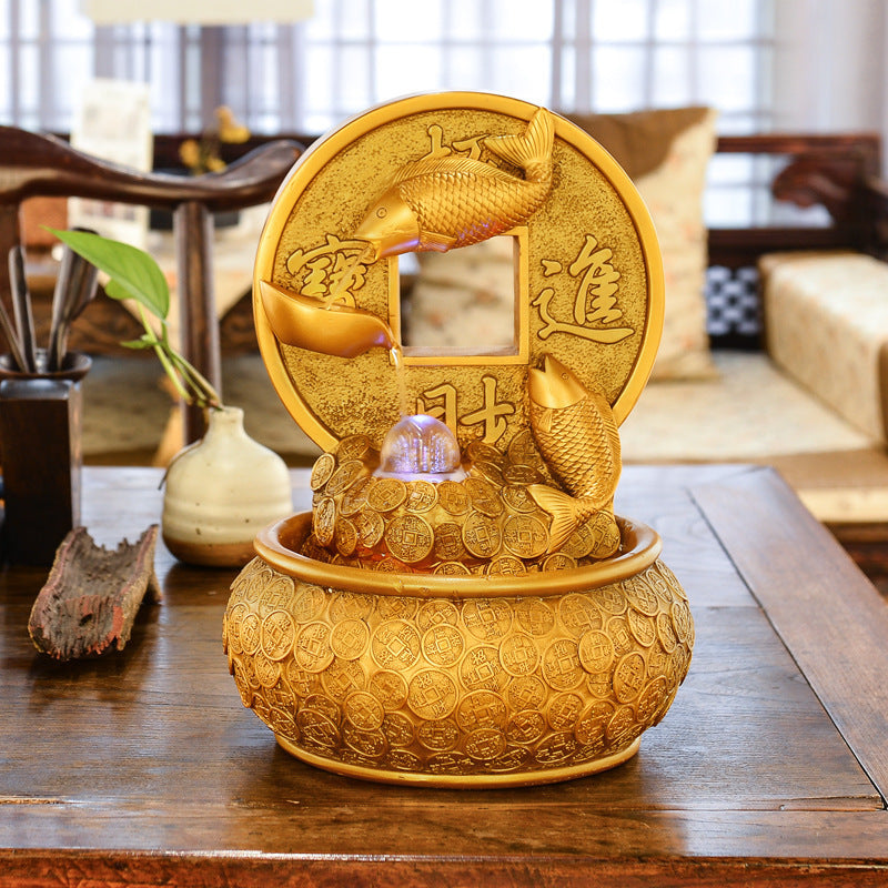 Feng Shui Fish in Water Tabletop Fountain