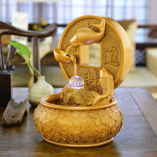 Feng Shui Fish in Water Tabletop Fountain
