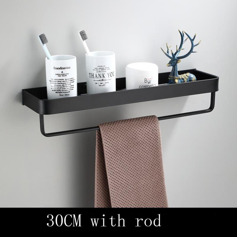 Black Wall-Mounted Bathroom Shelf
