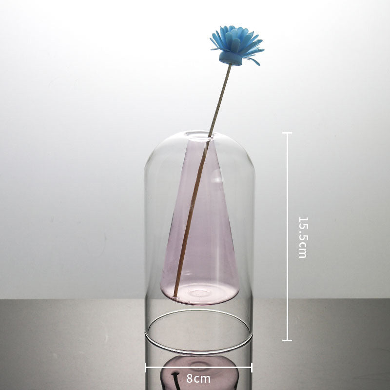 Double Hydroponic Glass Flower Pots