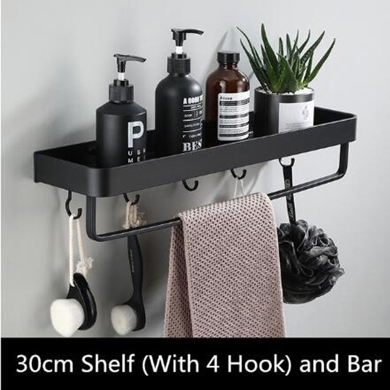 Black Wall-Mounted Bathroom Shelf