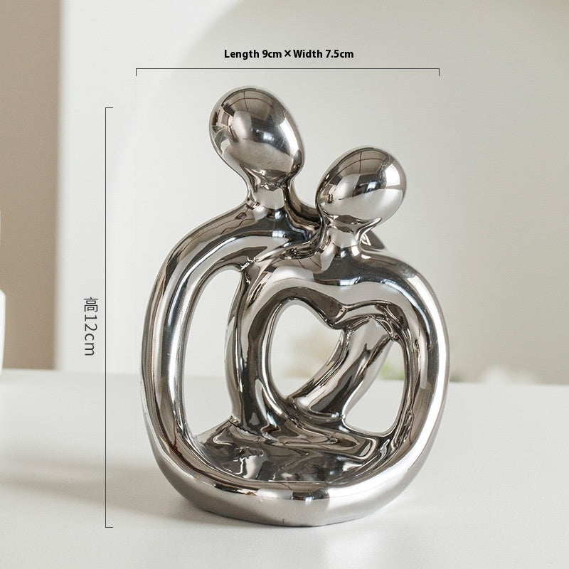 Modern Ceramic Candlestick - Couple Holding Each Other