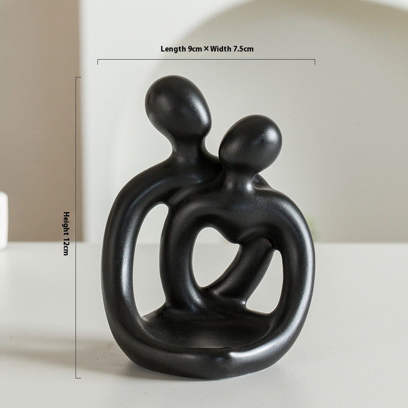 Modern Ceramic Candlestick - Couple Holding Each Other