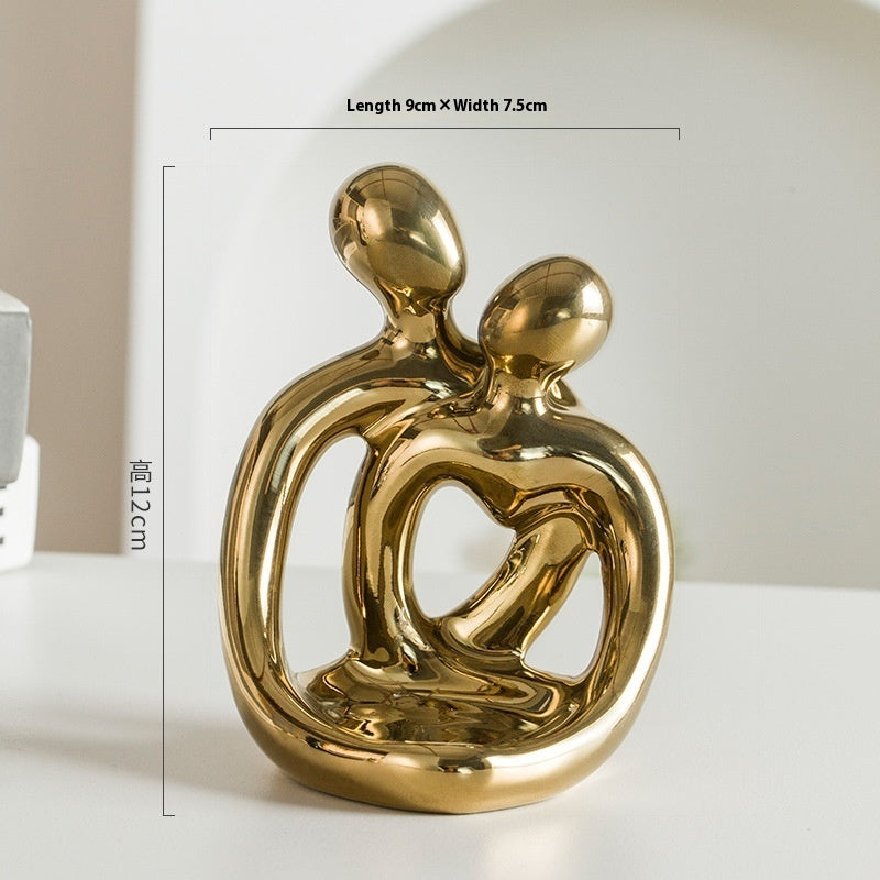 Modern Ceramic Candlestick - Couple Holding Each Other