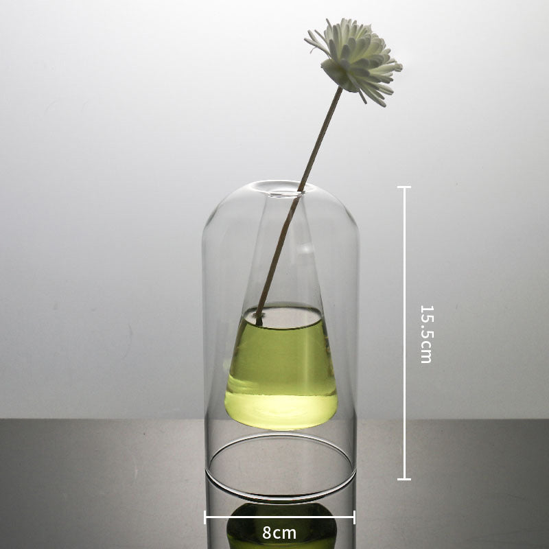 Double Hydroponic Glass Flower Pots