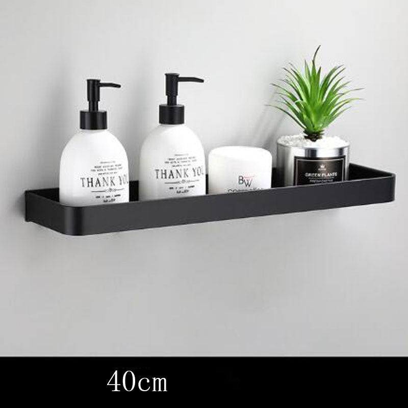 Black Wall-Mounted Bathroom Shelf
