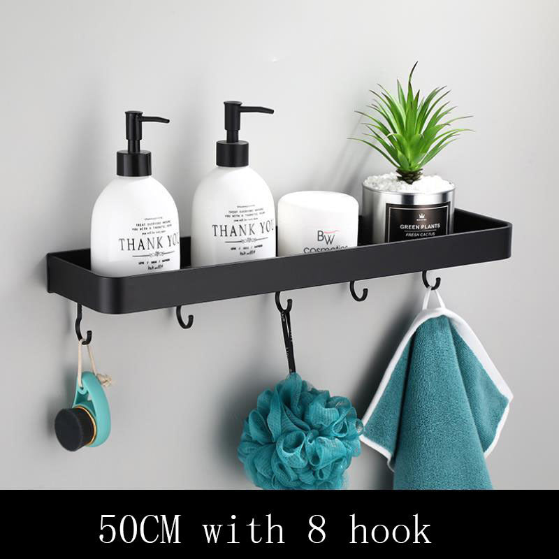 Black Wall-Mounted Bathroom Shelf