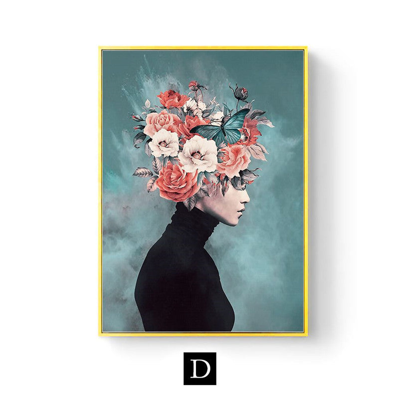 Modern Living Room Home Decor Painting Abstract Floral Character Art Canvas