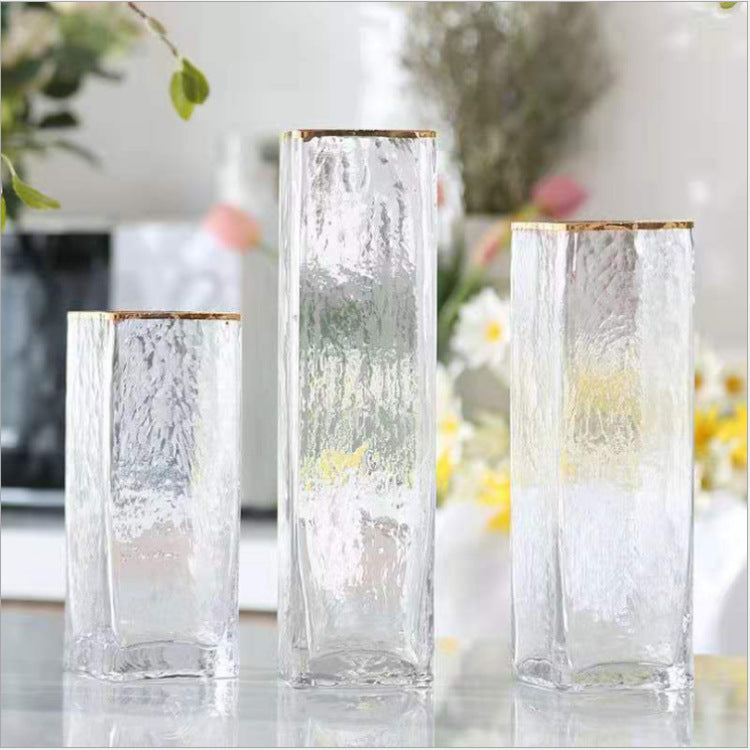 Transparent Gold-painted Glass Vases Flower Home Decor