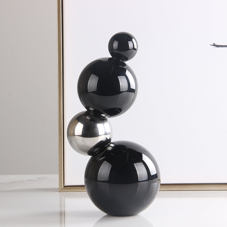 Industrial Stacked Crystal Ball Sculpture
