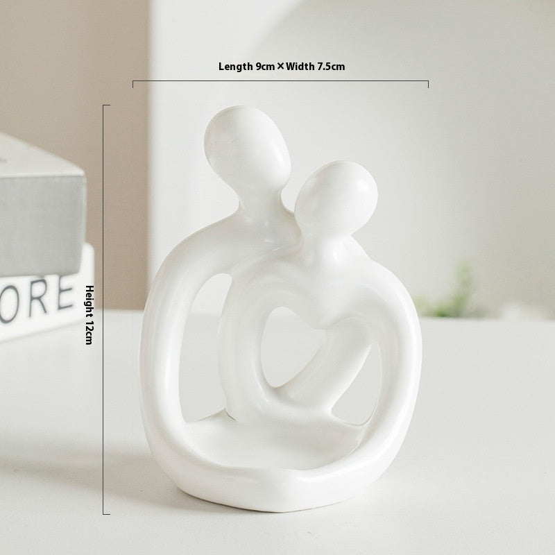 Modern Ceramic Candlestick - Couple Holding Each Other