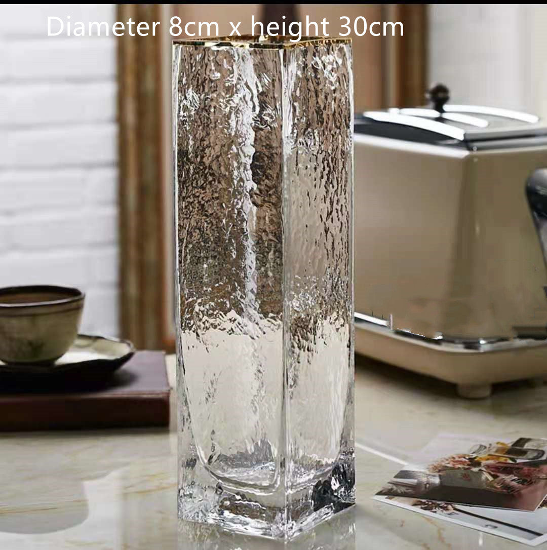 Transparent Gold-painted Glass Vases Flower Home Decor