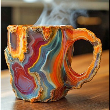 Resin Mineral Crystal Coffee Mugs with Handle