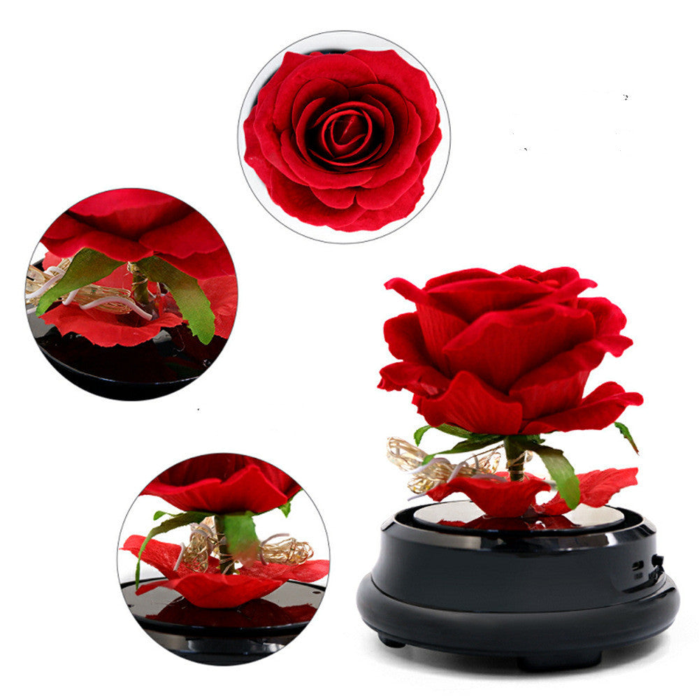 Real Eternal Rose Sphere with String Lights