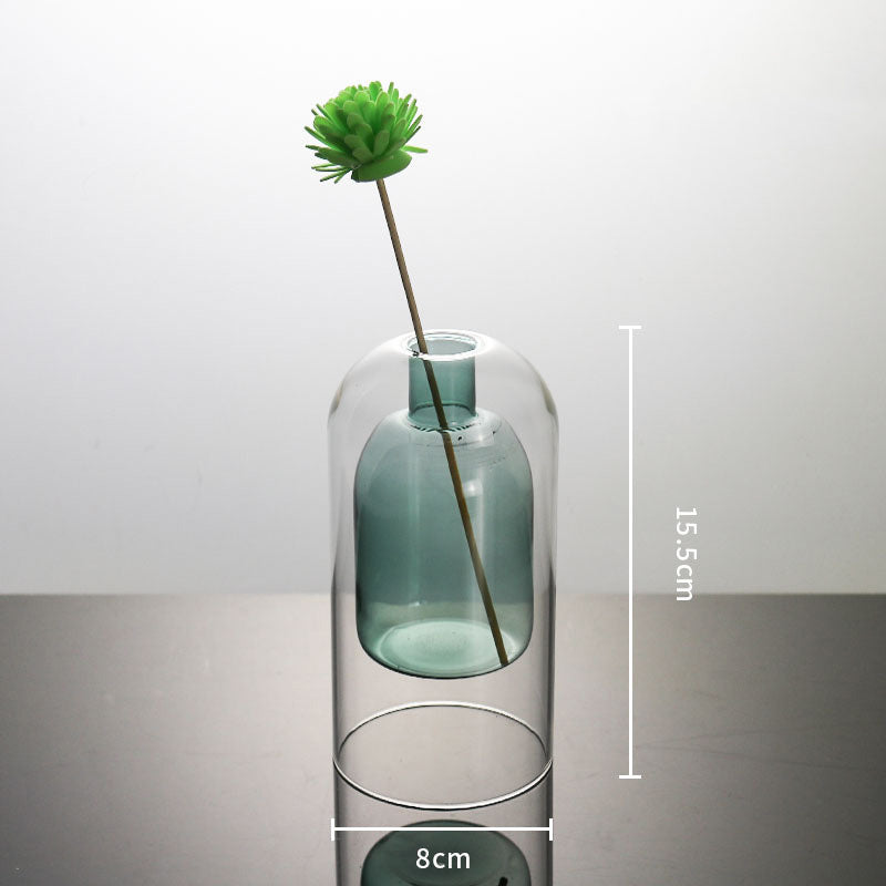 Double Hydroponic Glass Flower Pots