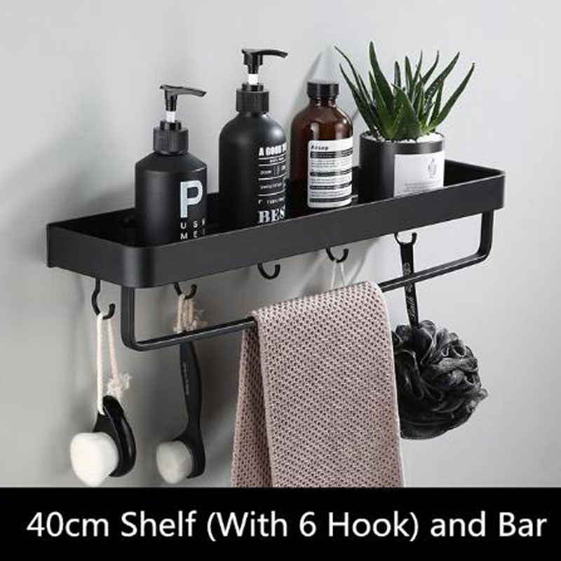 Black Wall-Mounted Bathroom Shelf