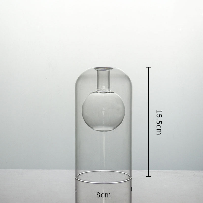 Double Hydroponic Glass Flower Pots