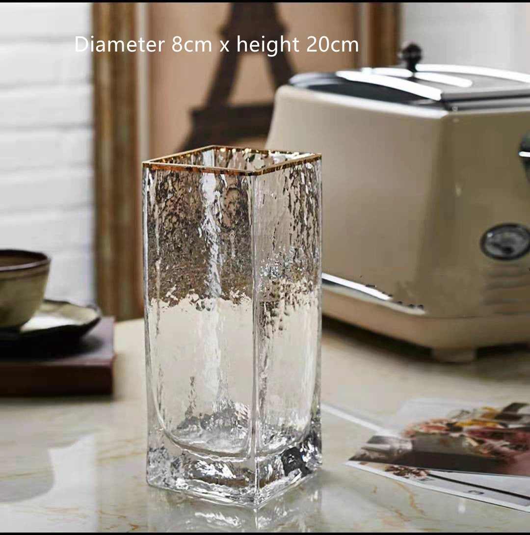 Transparent Gold-painted Glass Vases Flower Home Decor
