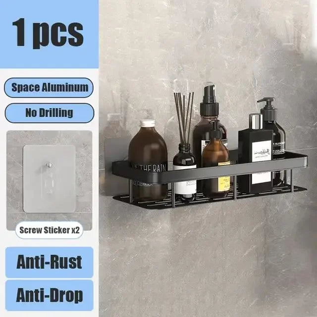 Wall Mounted Corner Bathroom Shelf - No Drill