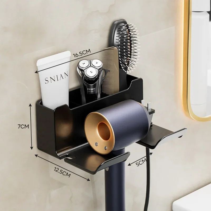 Bathroom Wall Mounted Hair Dryer Rack Shelf
