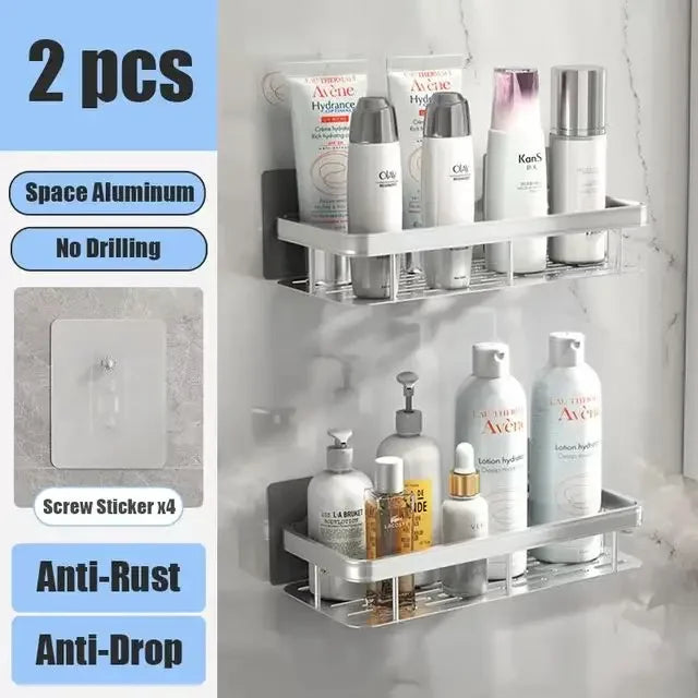Wall Mounted Corner Bathroom Shelf - No Drill