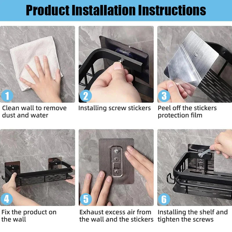 Bathroom Shelf & Shower Rack - No Drill