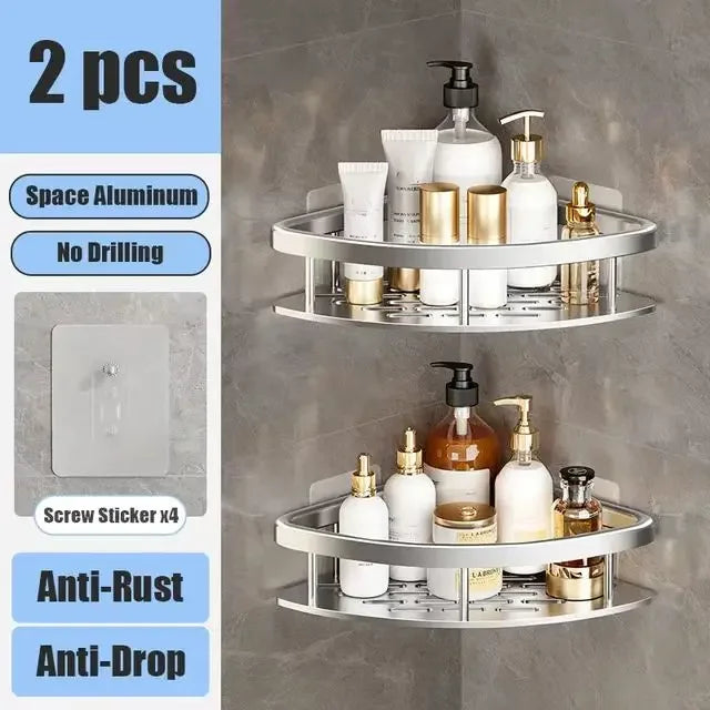 Wall Mounted Corner Bathroom Shelf - No Drill