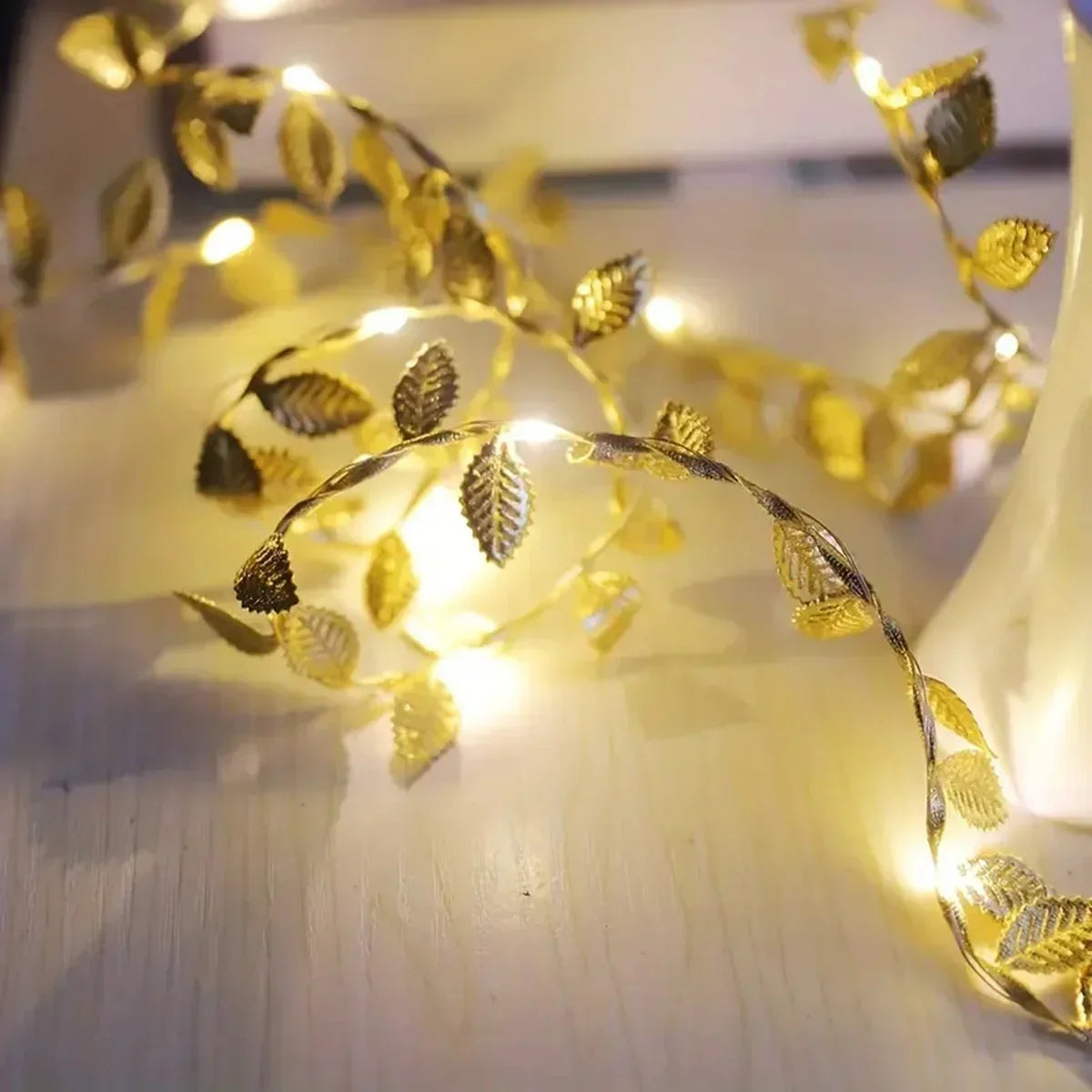20/50/100LED Golden Fairy Light Garland Leaves Fairy Light - Battery Powered