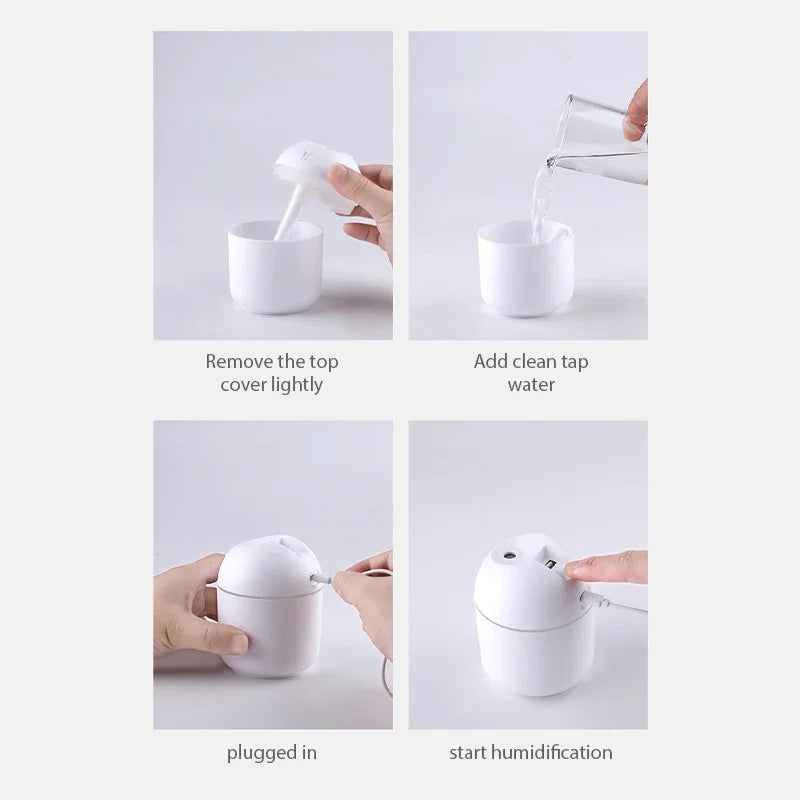 Mini Aroma Oil Diffuser & Air Humidifier With LED Night Lamp