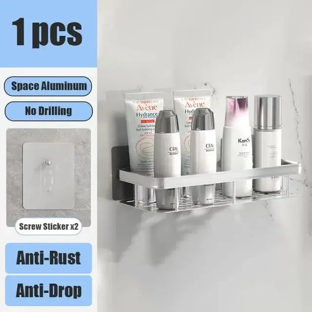 Wall Mounted Corner Bathroom Shelf - No Drill