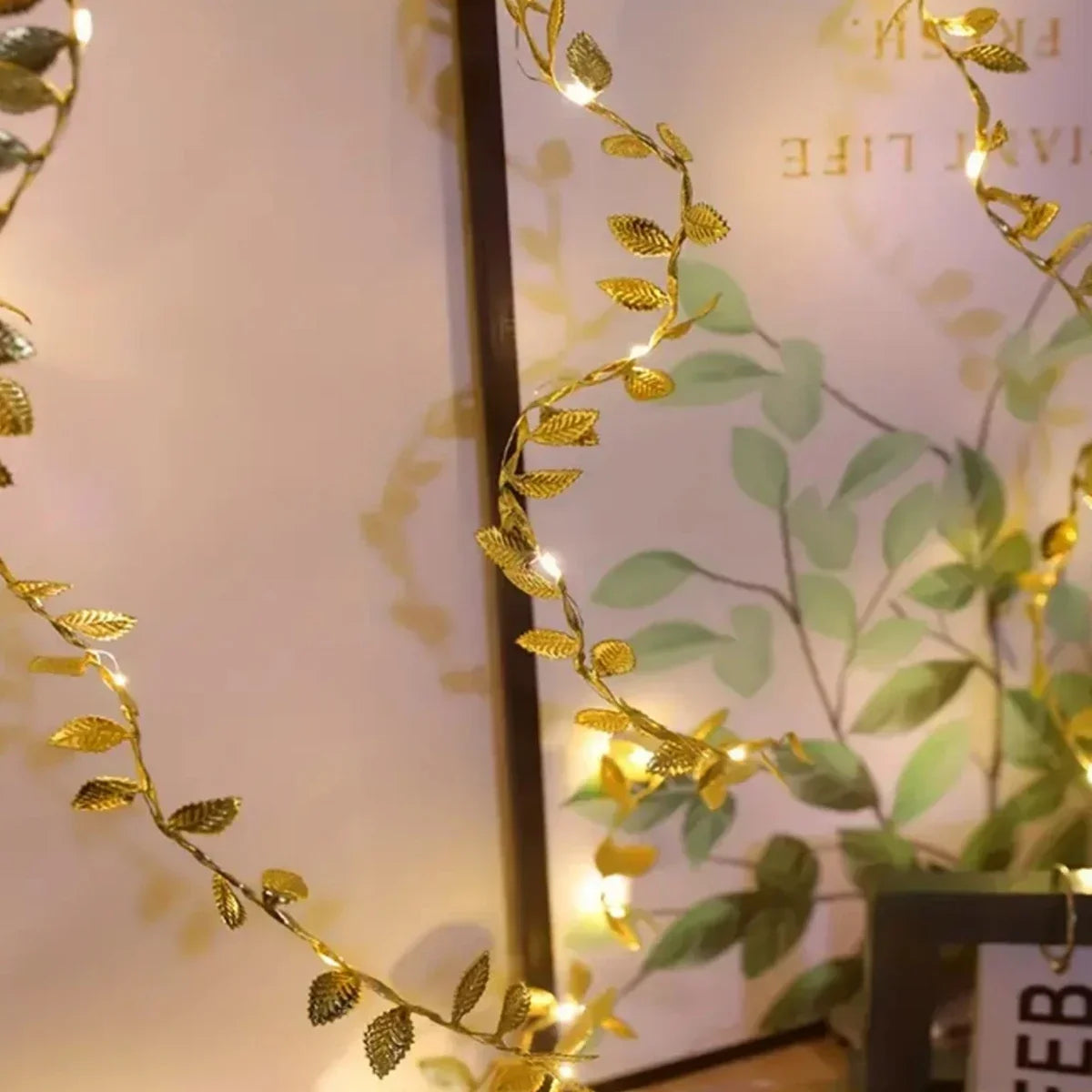 20/50/100LED Golden Fairy Light Garland Leaves Fairy Light - Battery Powered