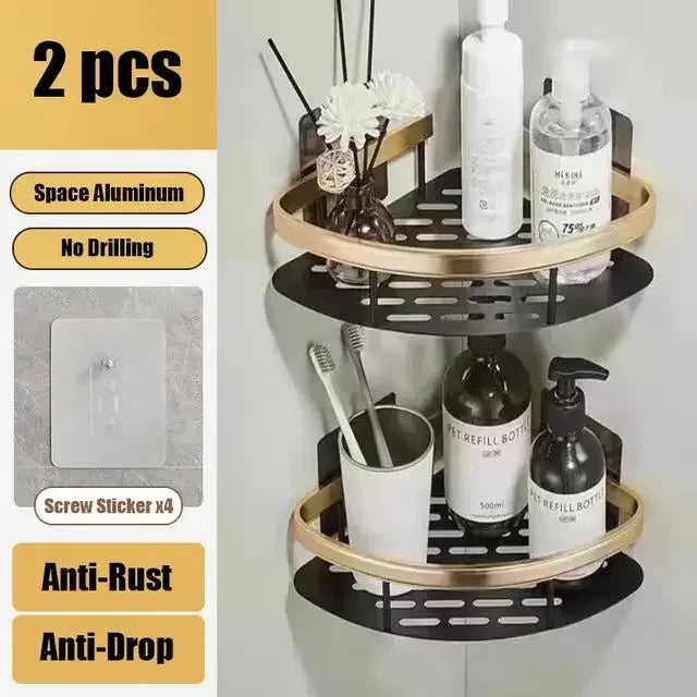 Wall Mounted Corner Bathroom Shelf - No Drill