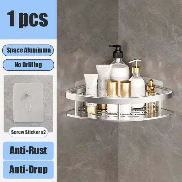 Wall Mounted Corner Bathroom Shelf - No Drill
