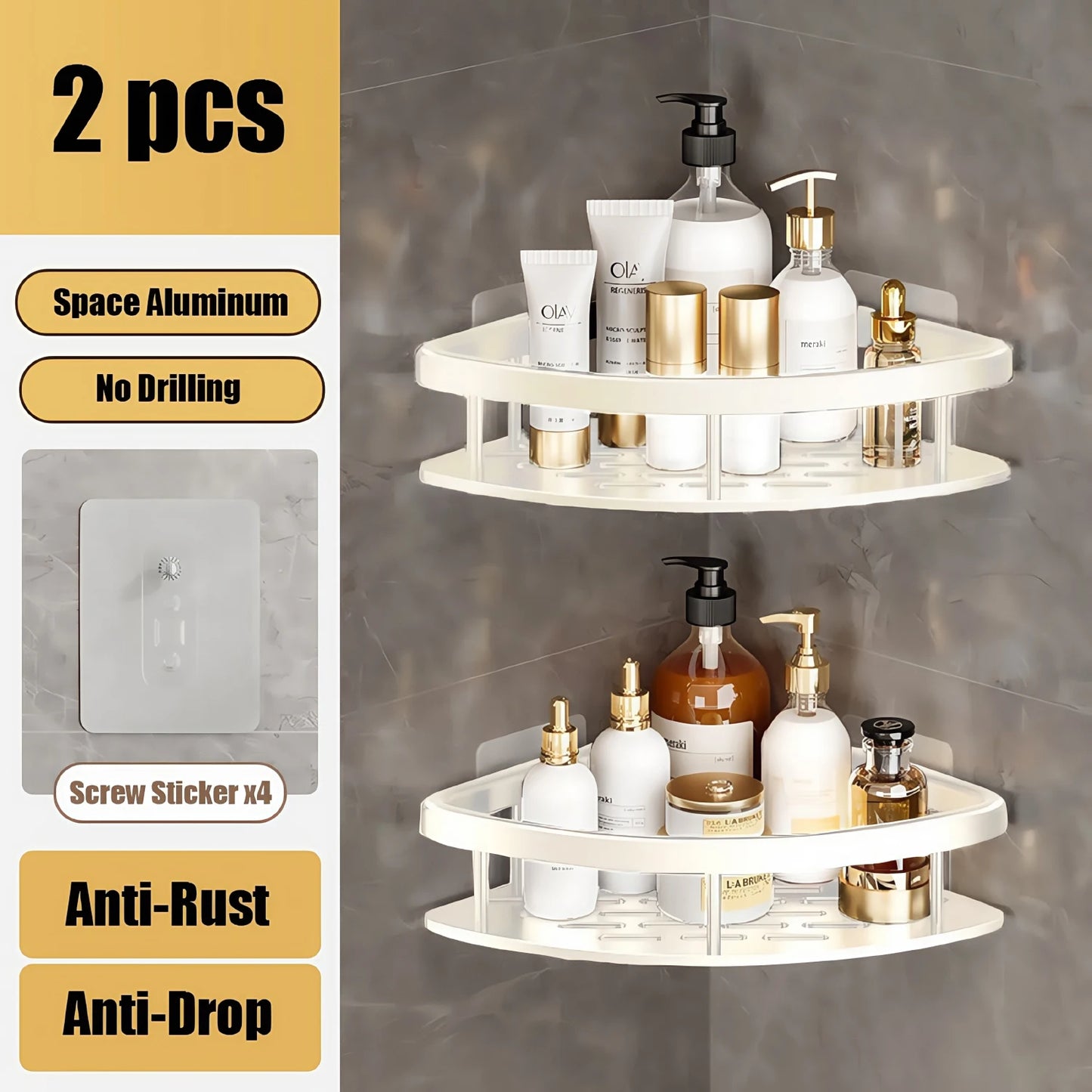 Bathroom Shelf & Shower Rack - No Drill