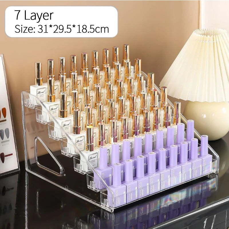 3/4/5/6/7 Layers Acrylic Nail Polish Display Rack - Cosmetic Organizer
