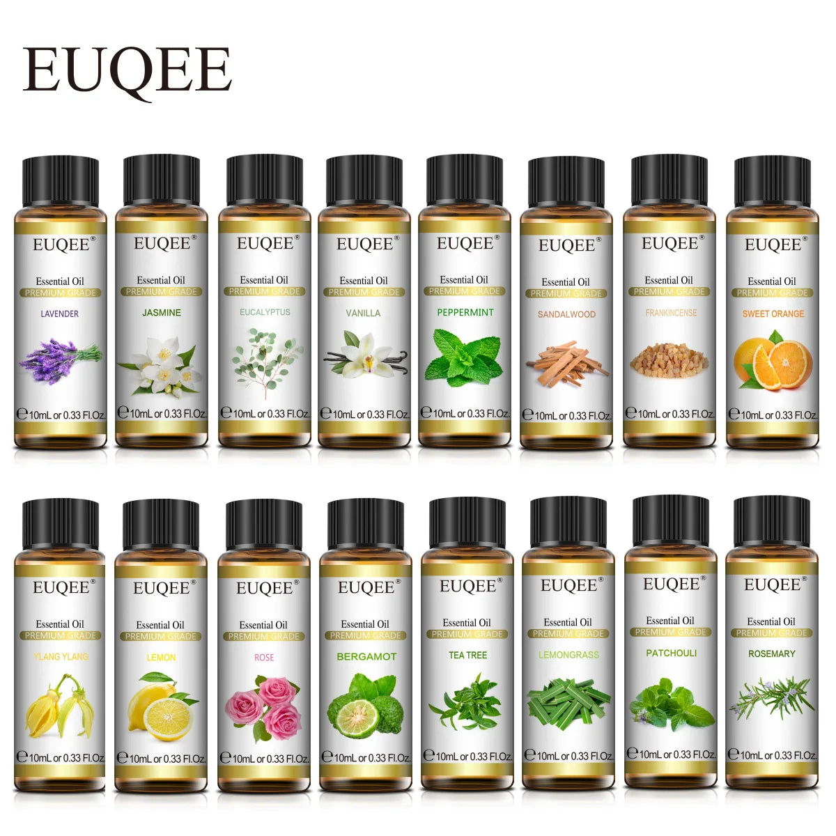 EUQEE 10ml Natural Essential Oil with Dropper For Diffuser Humidifier