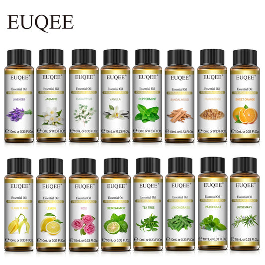 EUQEE 10ml Natural Essential Oil with Dropper For Diffuser Humidifier