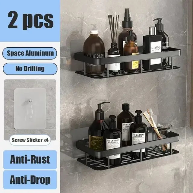 Wall Mounted Corner Bathroom Shelf - No Drill