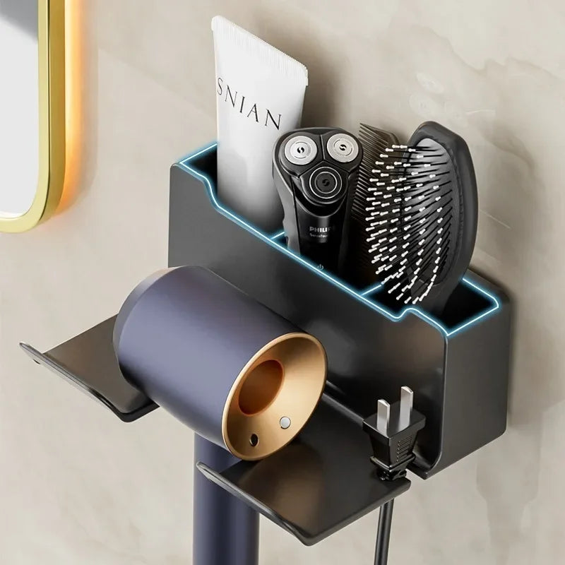 Bathroom Wall Mounted Hair Dryer Rack Shelf