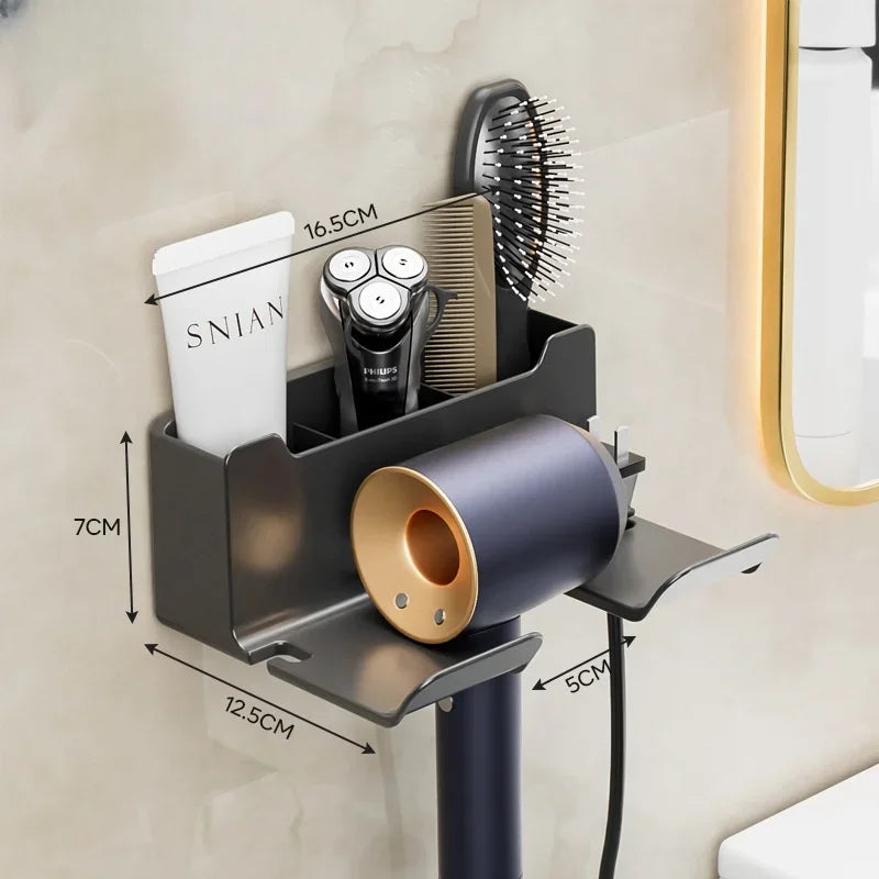 Bathroom Wall Mounted Hair Dryer Rack Shelf