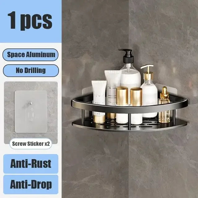 Wall Mounted Corner Bathroom Shelf - No Drill
