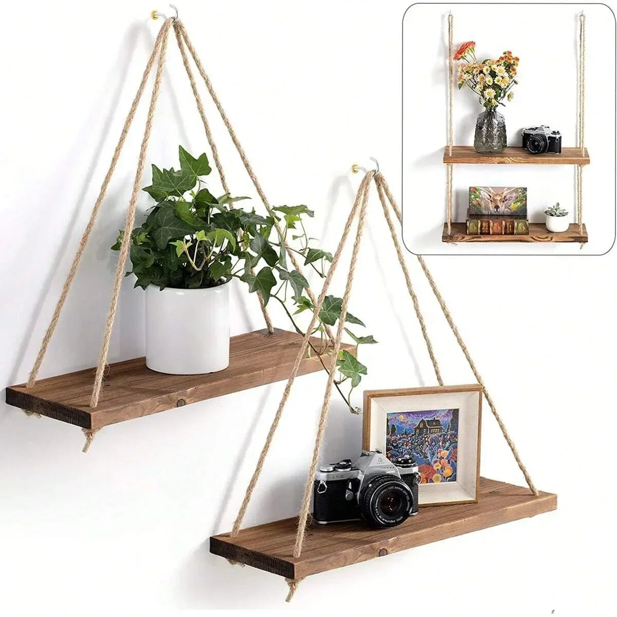 1PC Floating Wooden Swing for Plants