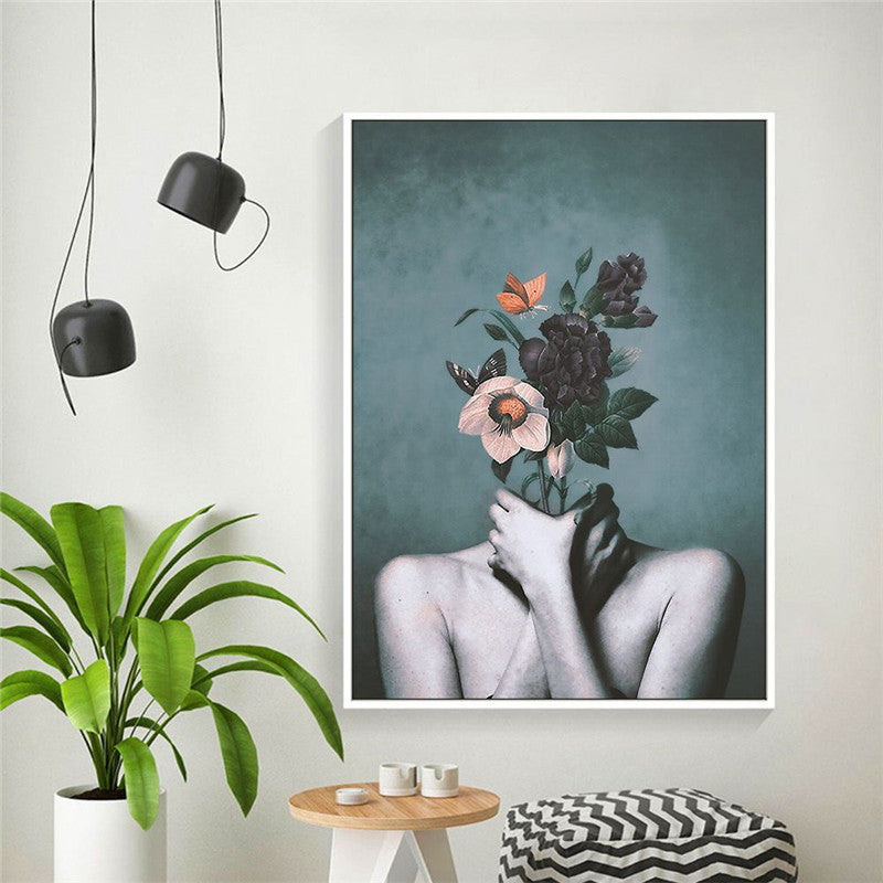 Modern Living Room Home Decor Painting Abstract Floral Character Art Canvas