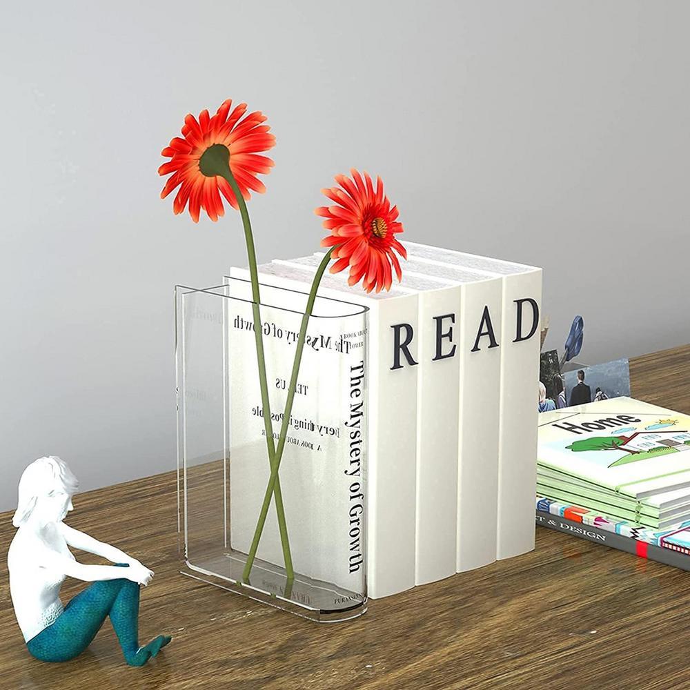 Clear Glass Book Shaped Flower Vase